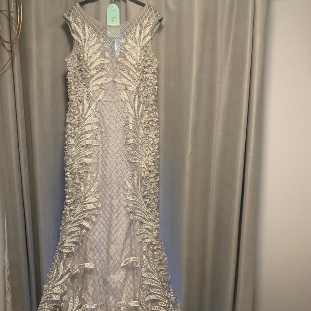 Elizabeth K Bridal - GL1534 Cap Sleeve Foliage Ornate Lattice Mermaid Gown